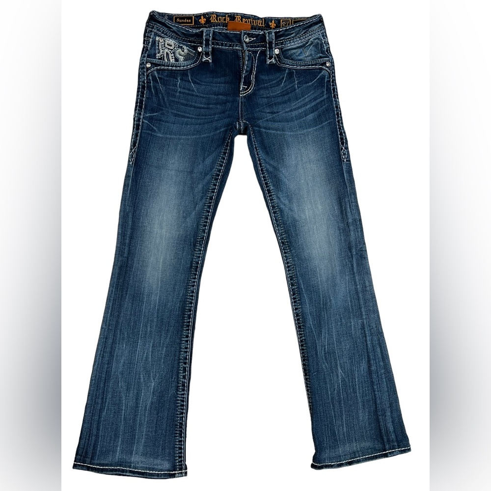 Rock Revival Women’s Sundee Mid-Rise Boot Cut Stretch Jeans Size 27 EUC!